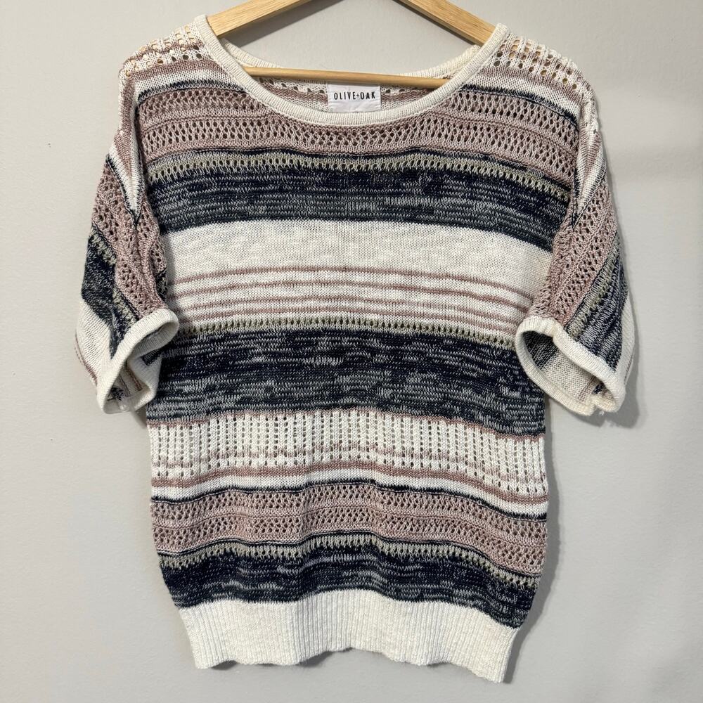 Olive & Oak Sweater Large Open Knit Dolman Eclectic Scandi